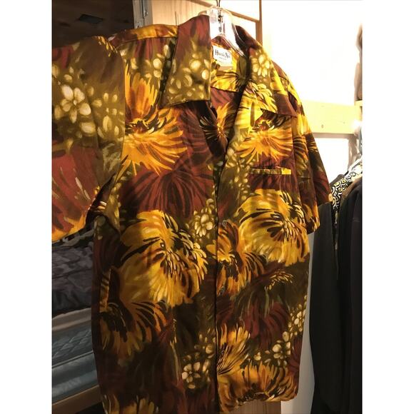 Hawaii Nei Honolulu Vintage Men’s XL Orange Floral Shirt Sleeve Button Shirt - Picture 4 of 12